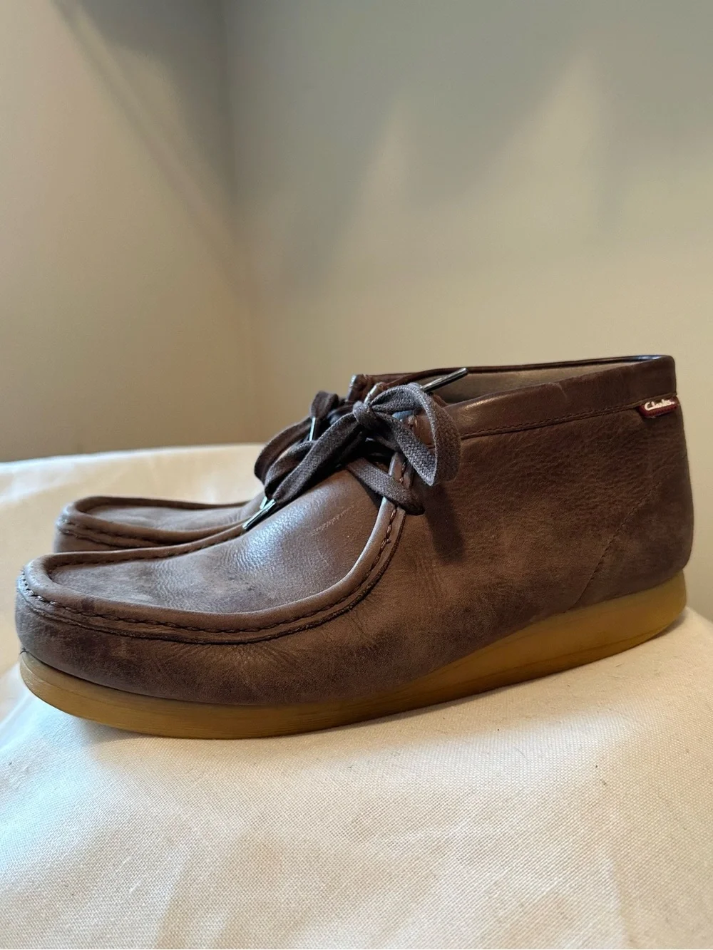 Clarks Men’s Oily Brown Stinson Hi Leather Chukka Boots Sz 10 Preppy Ivy League